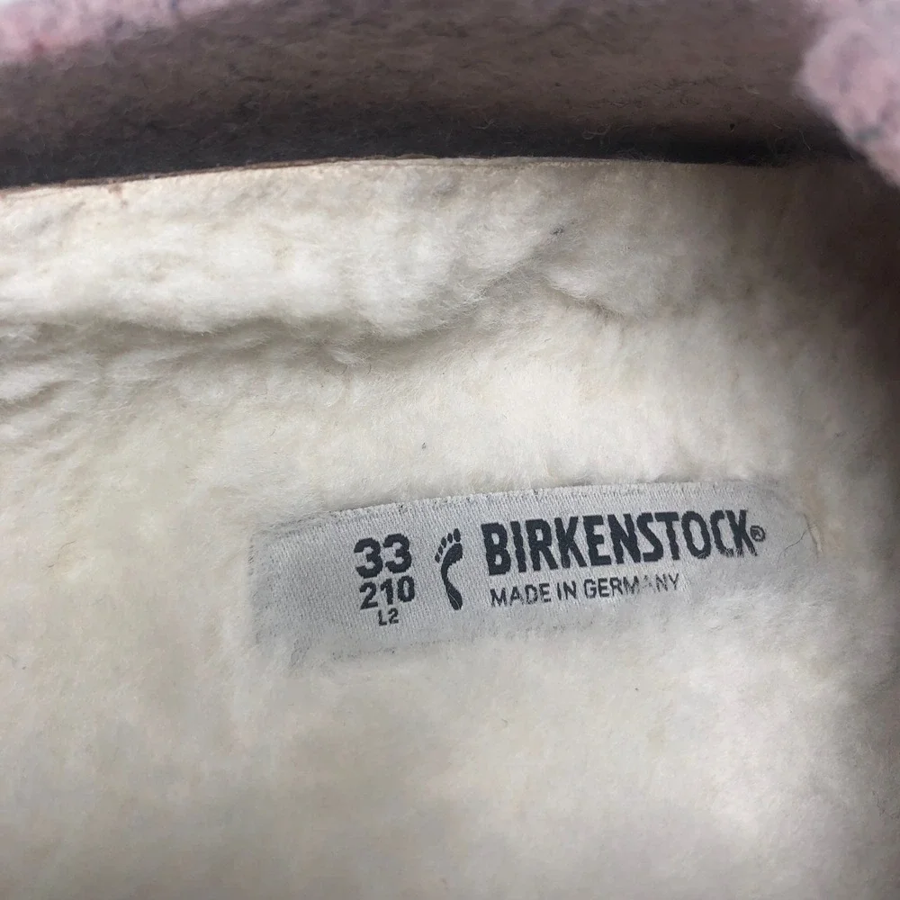 Birkenstock Zermatt Kids Clog Slippers 33 Pink Wool Shearling Lined 210 L2